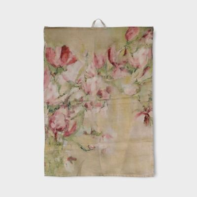 Magnolia and Limone Linen Tea Towel